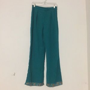 Vintage Teal Sheer Pants